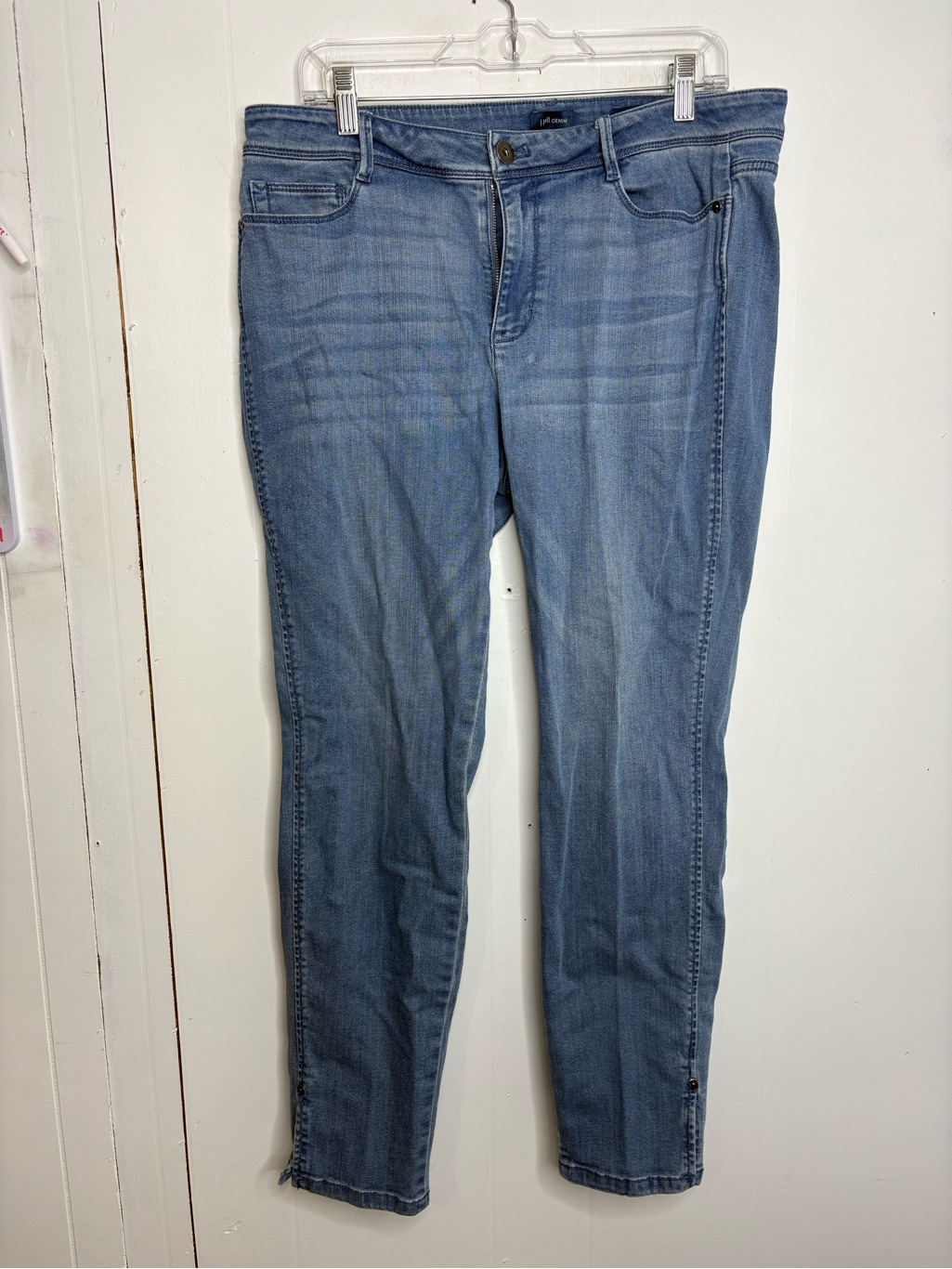 J Jill Jeans Womens 12 Authentic Fit Slim Ankle Split Hem Stretch Light Wash
